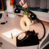 Retro Phone Lamp on a vintage white desk 2.