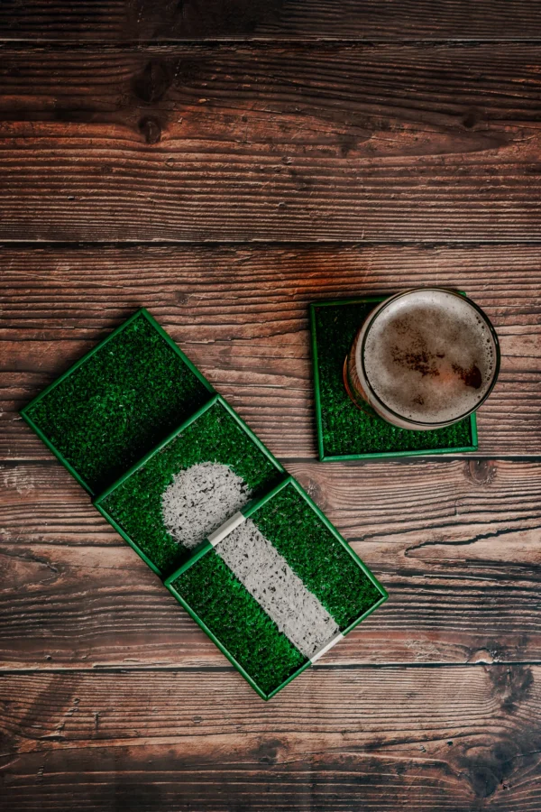 Football cup coaster - shot from above.